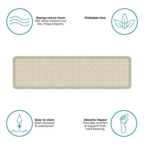 GelPro NewLife Decorative Foam Floor Mat, 72" x 20", Tweed Antique White