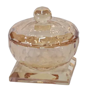 Gold Crystal Dish with lid  2"x2"- Salt & Honey Holder