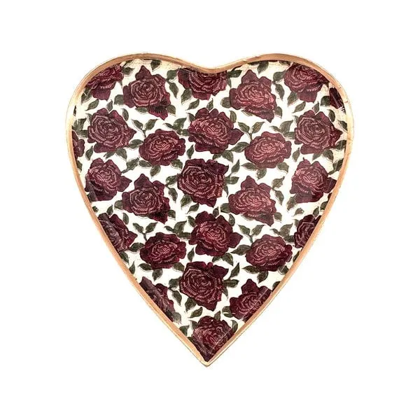 Heart Shaped Enamelled Tray - Roses - Boncoeurs