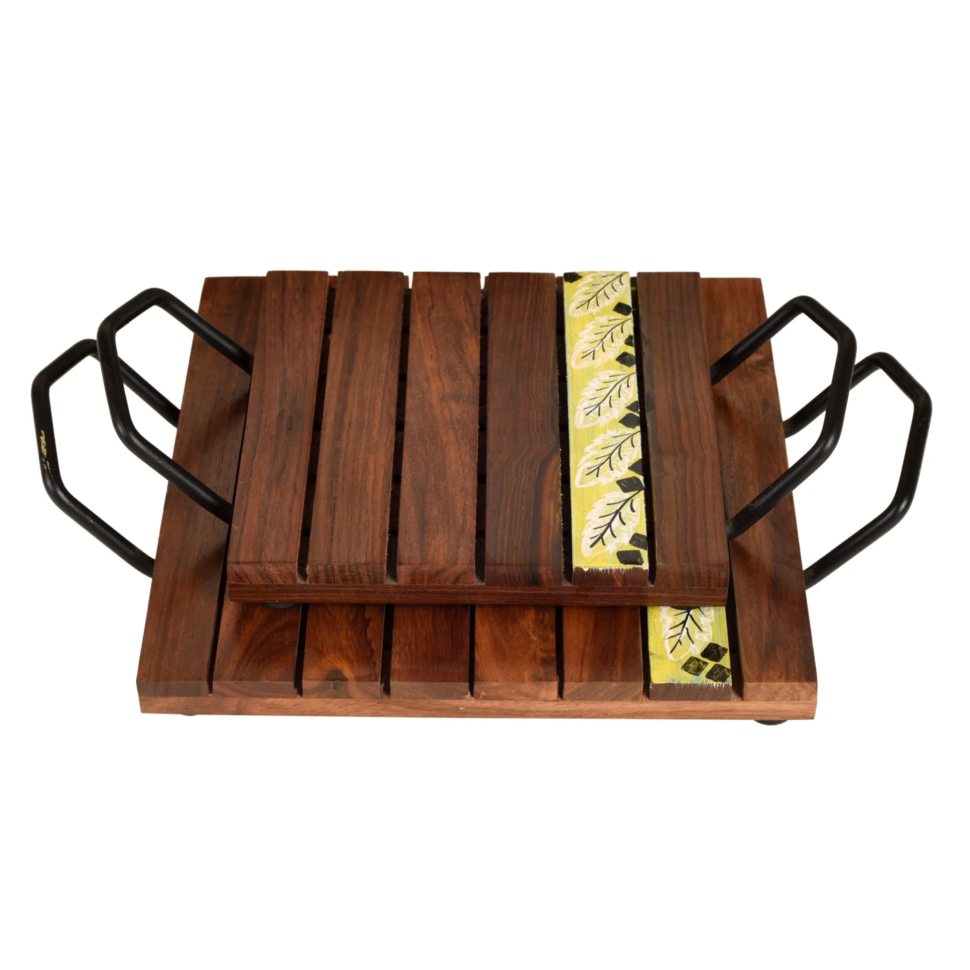 'Leaf of Nature' Snacking Trays in Rosewood-Set of 2