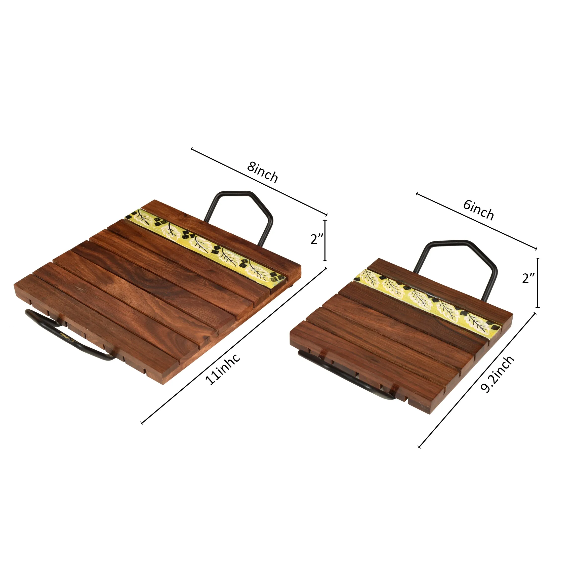 'Leaf of Nature' Snacking Trays in Rosewood-Set of 2