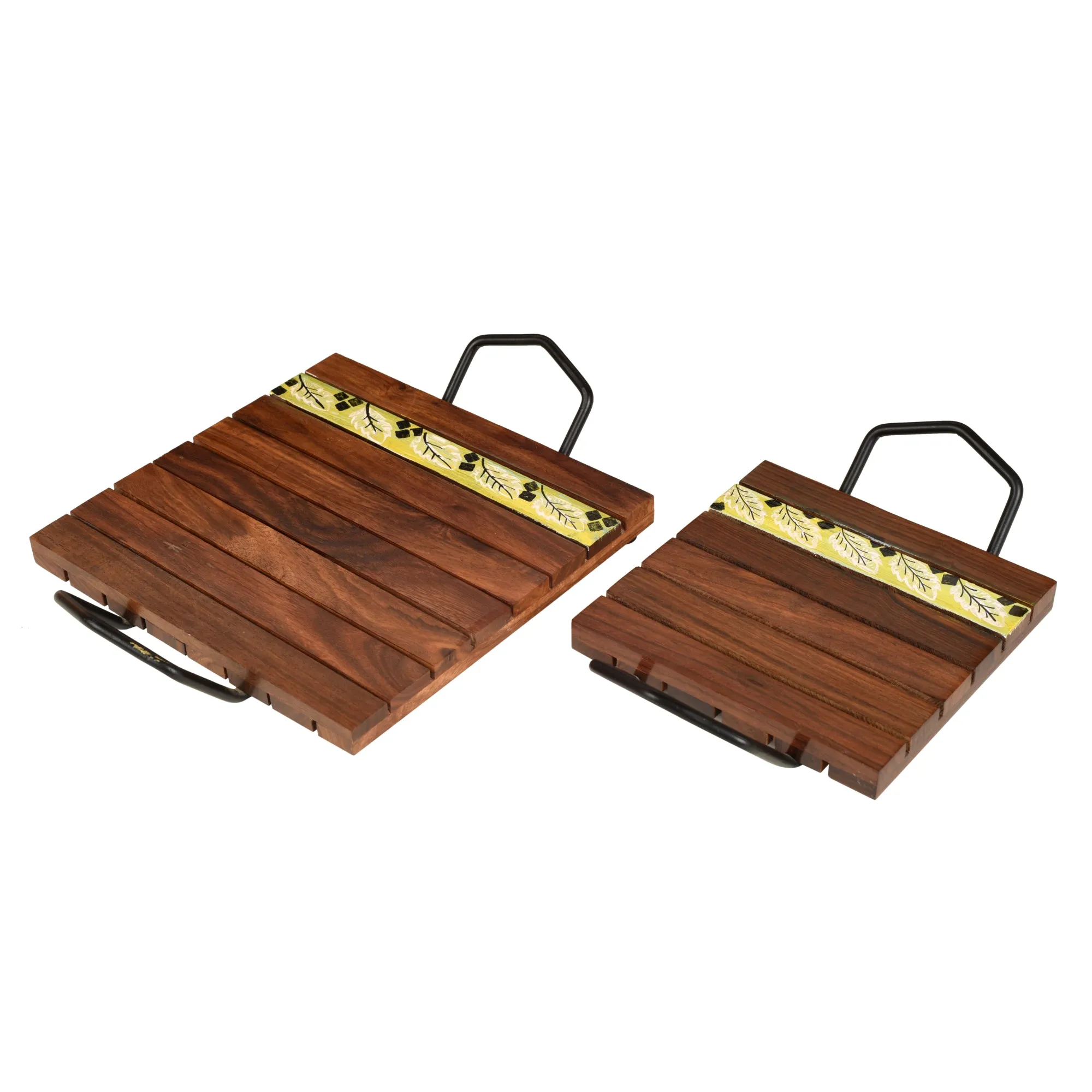 'Leaf of Nature' Snacking Trays in Rosewood-Set of 2