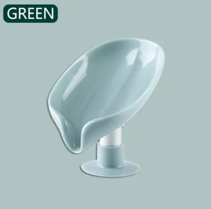 Leaf-shaped Soap Dish Box Random Color Soap Holder Drain Vertical Shower Bathroom