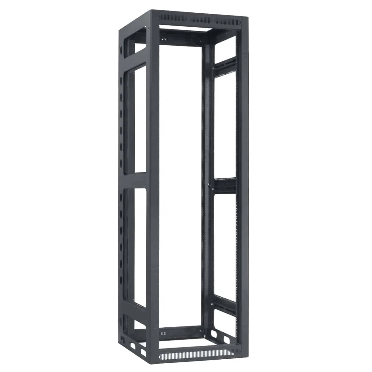 Lowell Mfg Equipment Rack-Gangable-40U, 32in Deep, 2pr Rails, Rear Door