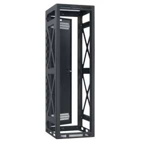 Lowell Mfg Equipment Rack-Seismic-40U, 36in Deep, 2pr Rails, Rear Door