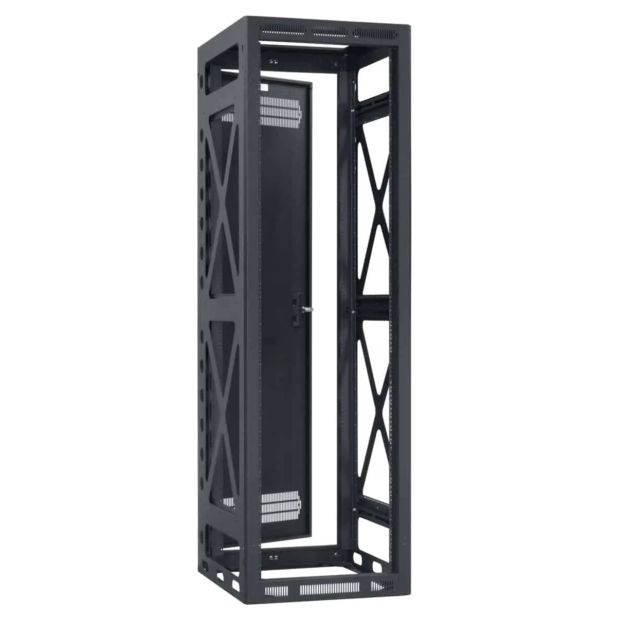 Lowell Mfg Equipment Rack-Seismic-40U, 36in Deep, 2pr Rails, Rear Door