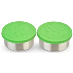 Lunchbots 4.5oz Large Stainless Steel Dip Containers with Silicone Lids - set of 2 - Assorted Colours