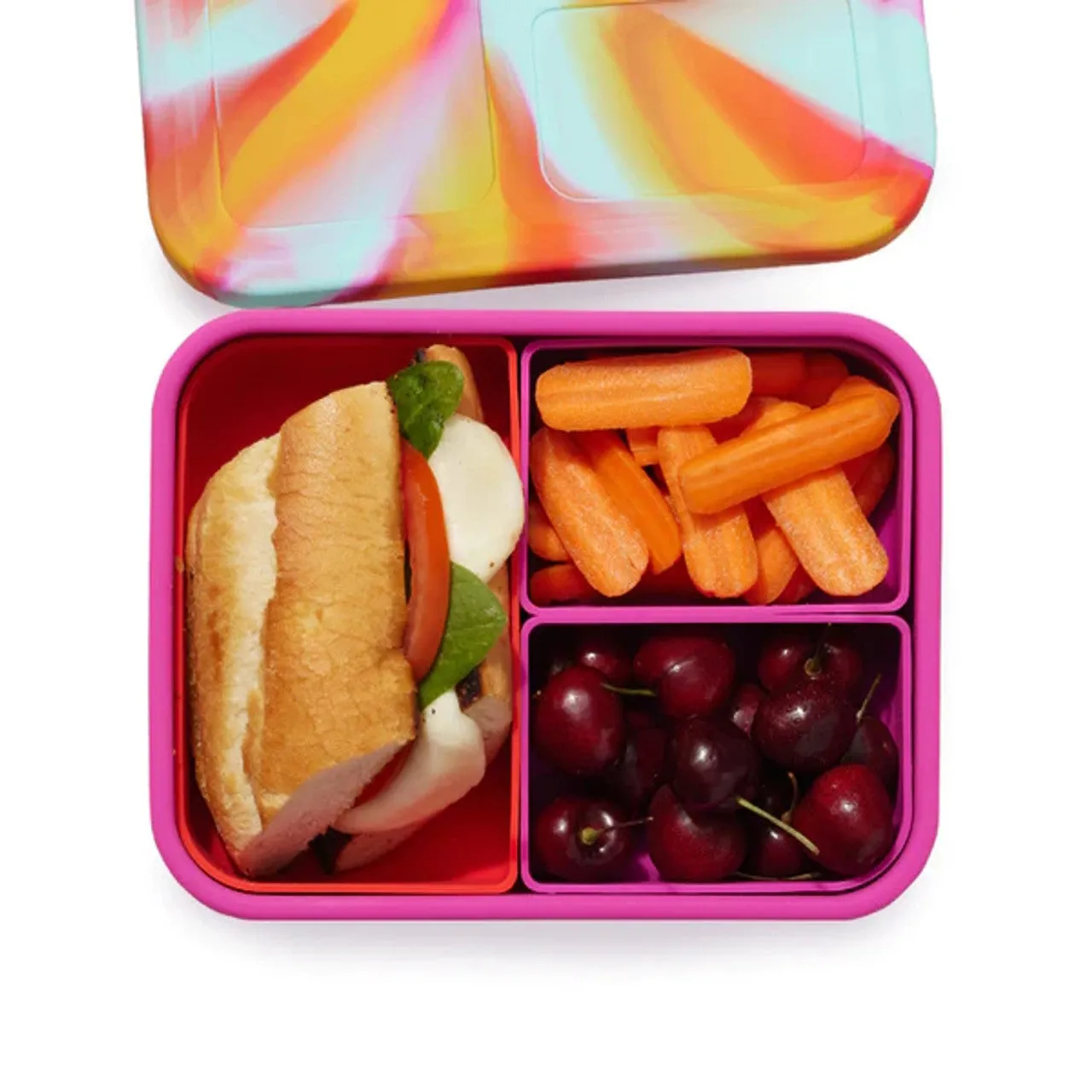 Lunchbots Large 3 Compartment Platinum Silicone Build Your Own Bento Box - Multiple Colours Available