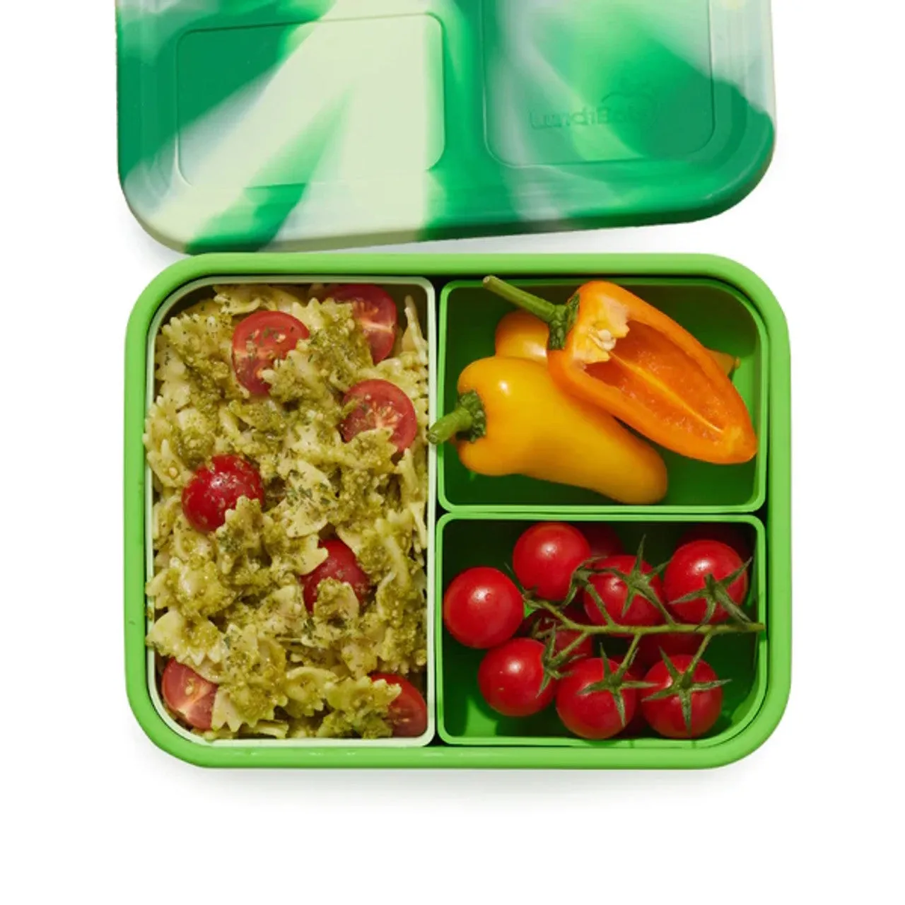 Lunchbots Large 3 Compartment Platinum Silicone Build Your Own Bento Box - Multiple Colours Available