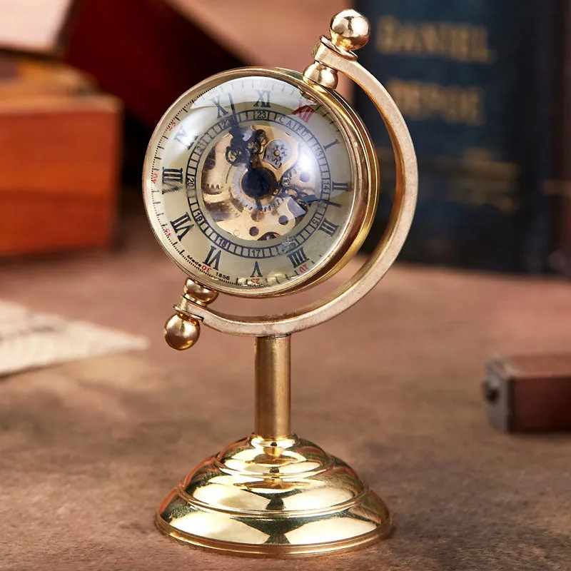 Mechanical Gold Spinning Globe Desk Clock