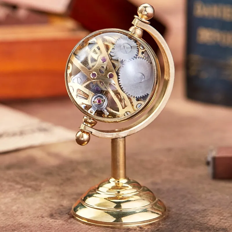 Mechanical Gold Spinning Globe Desk Clock