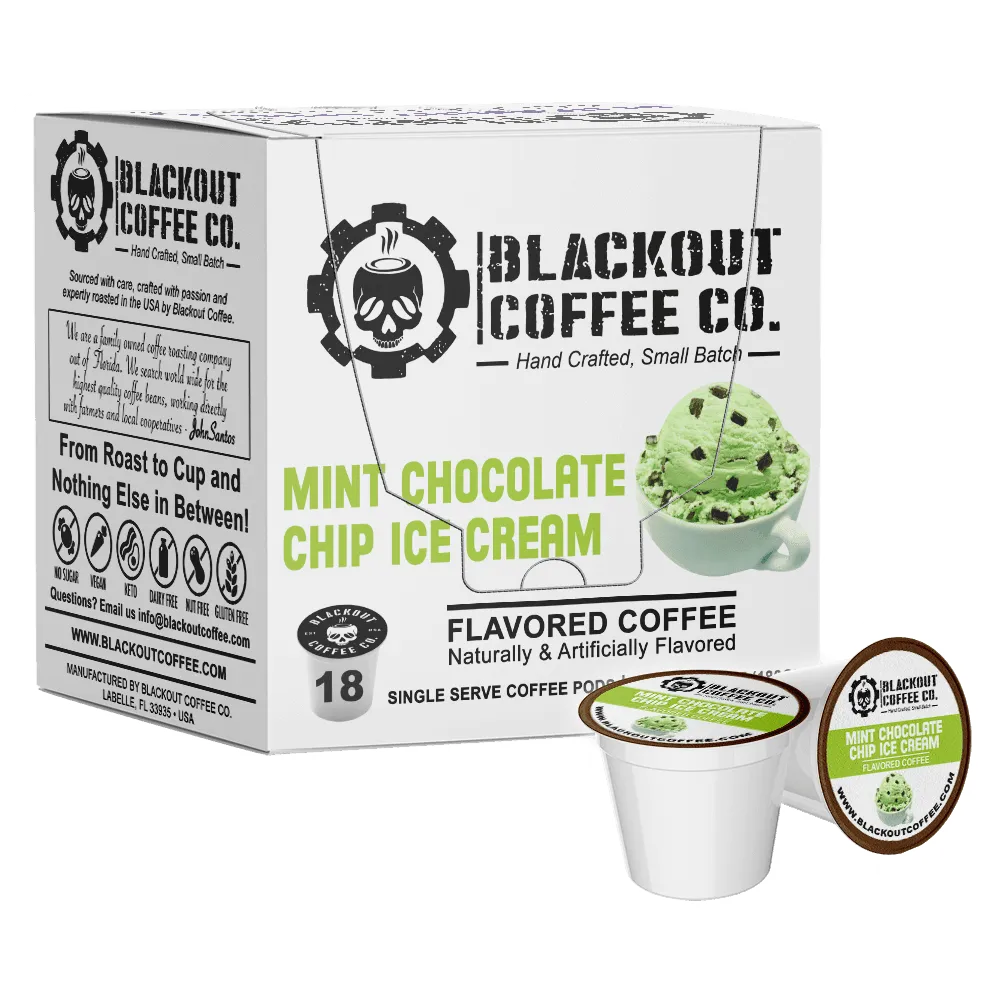 MINT CHOCOLATE CHIP ICE CREAM FLAVORED COFFEE PODS 18CT