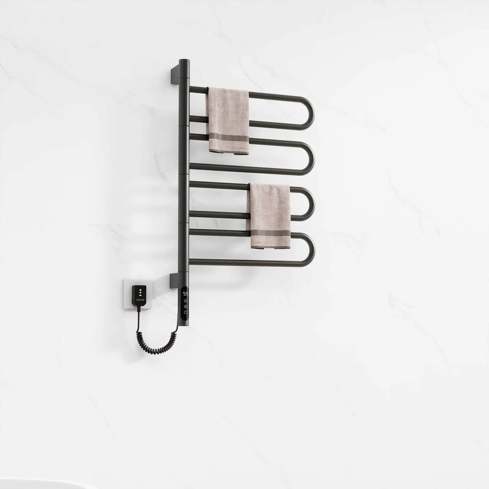 Modern Matte Black Wall Mounted Bathroom Towel Warmer