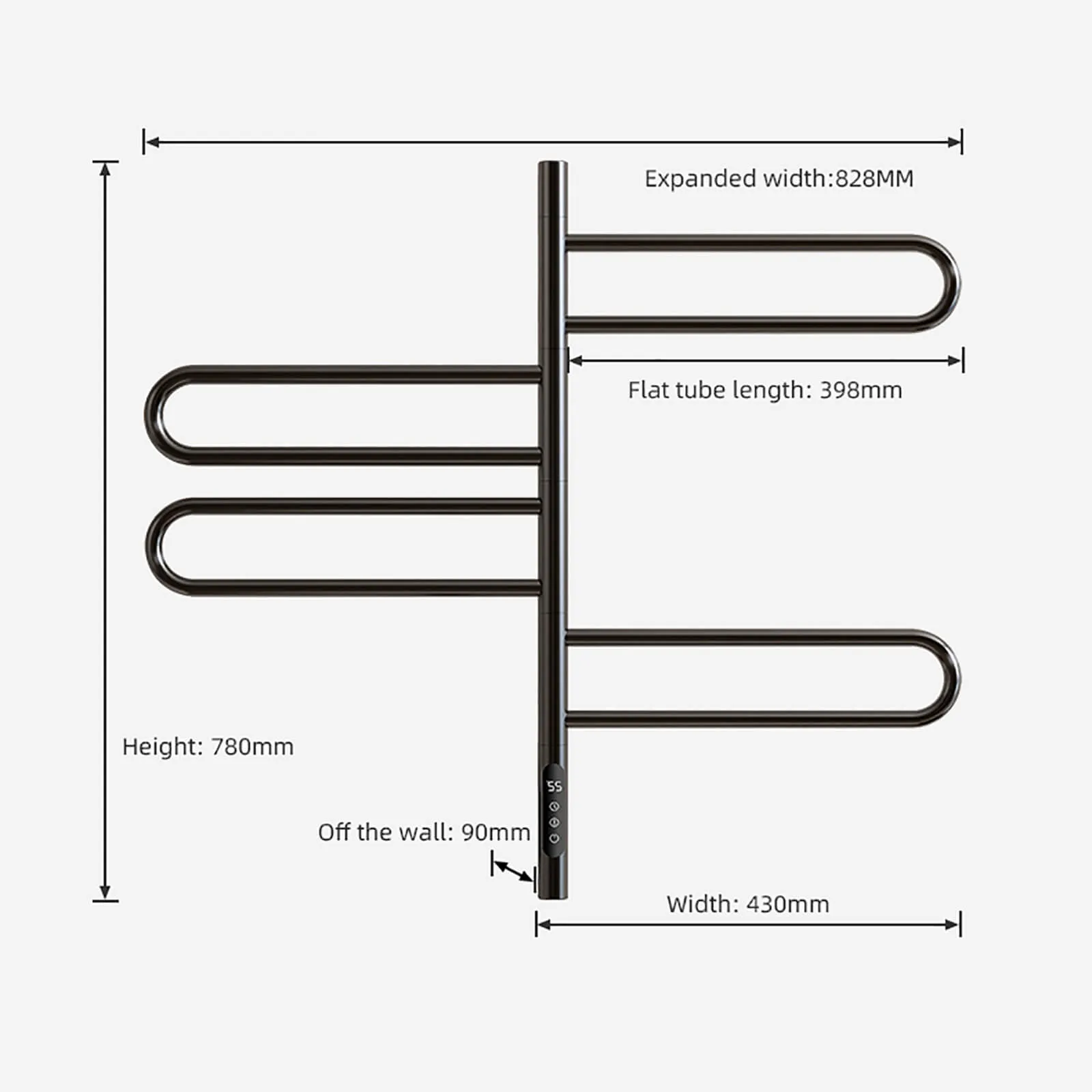 Modern Matte Black Wall Mounted Bathroom Towel Warmer