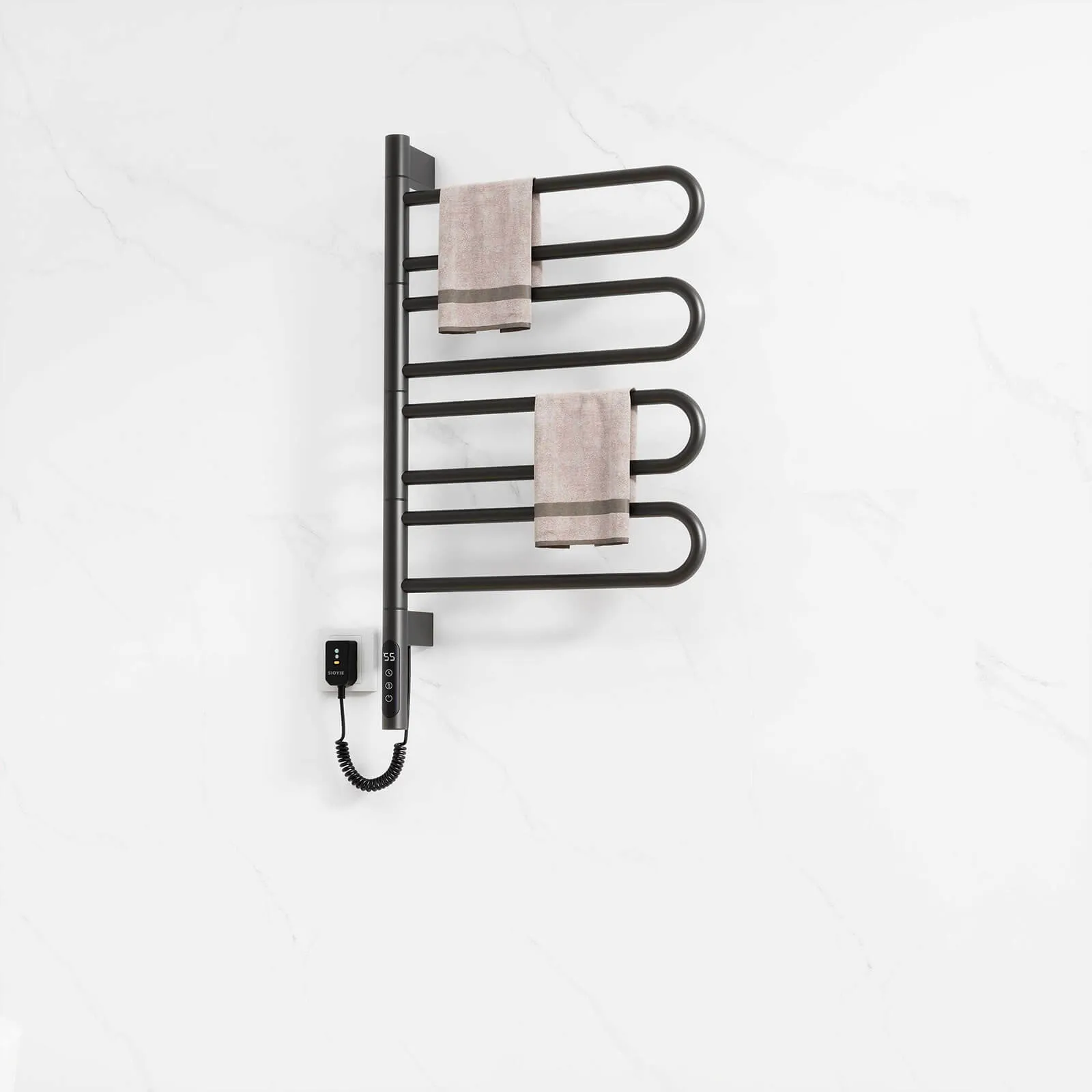 Modern Matte Black Wall Mounted Bathroom Towel Warmer