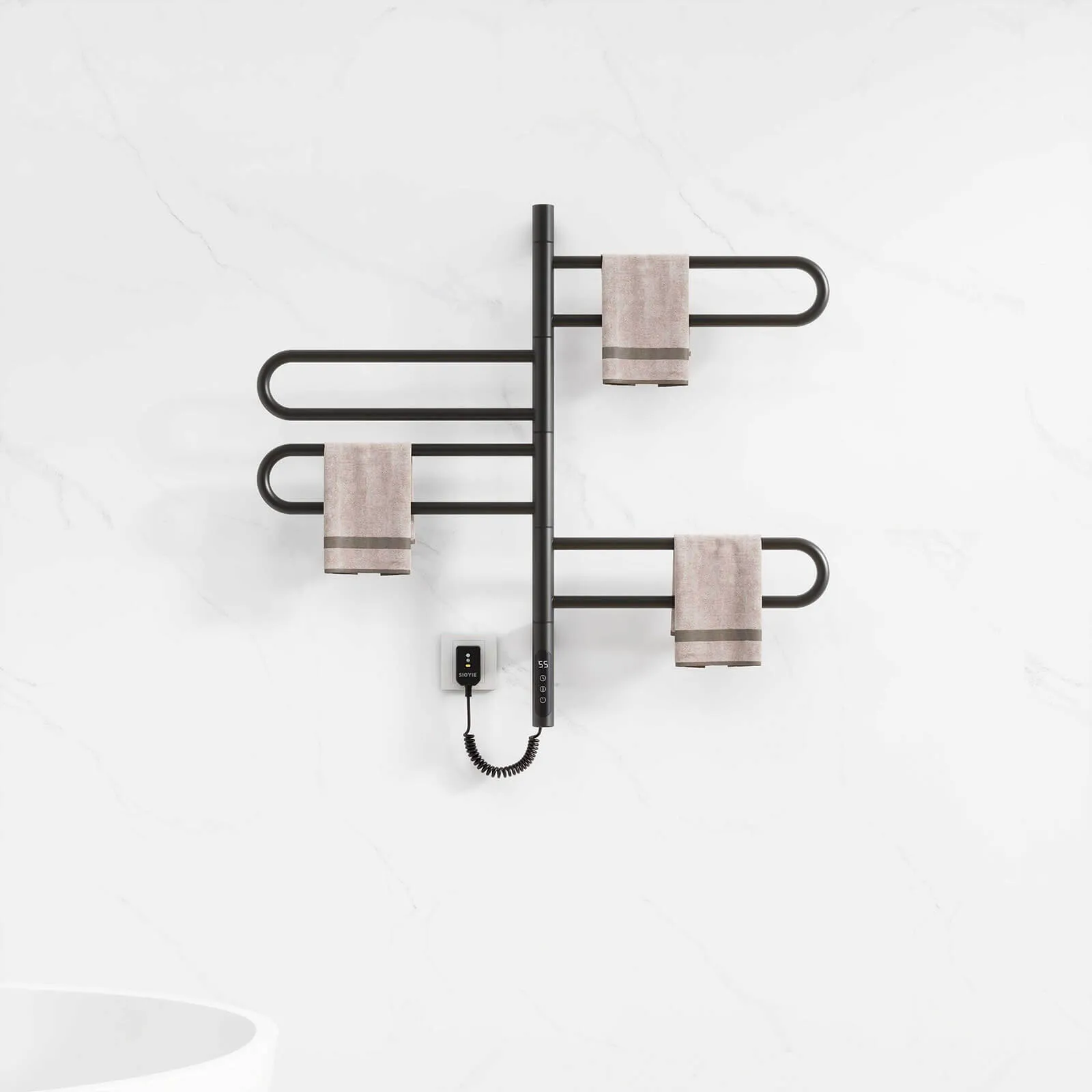 Modern Matte Black Wall Mounted Bathroom Towel Warmer