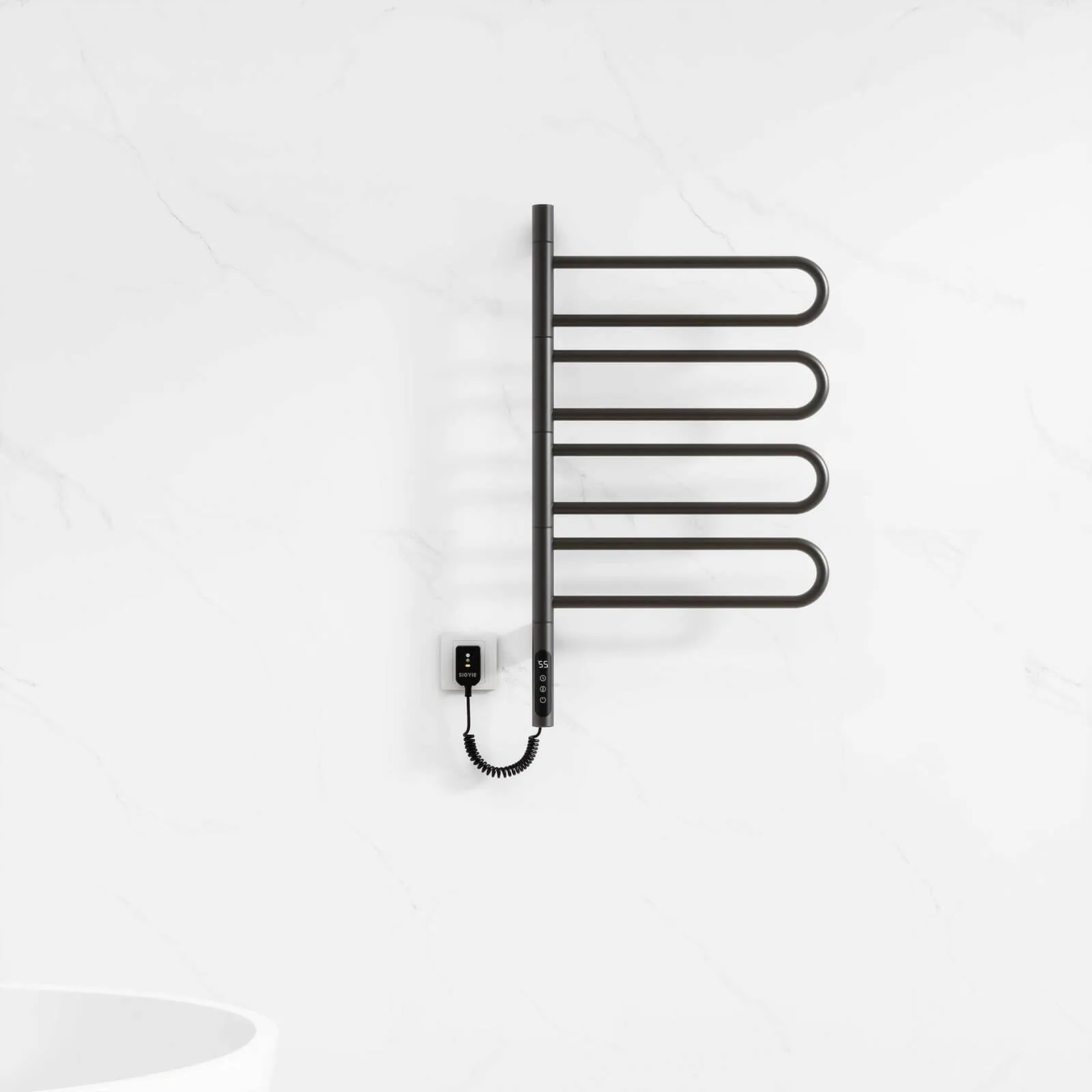 Modern Matte Black Wall Mounted Bathroom Towel Warmer