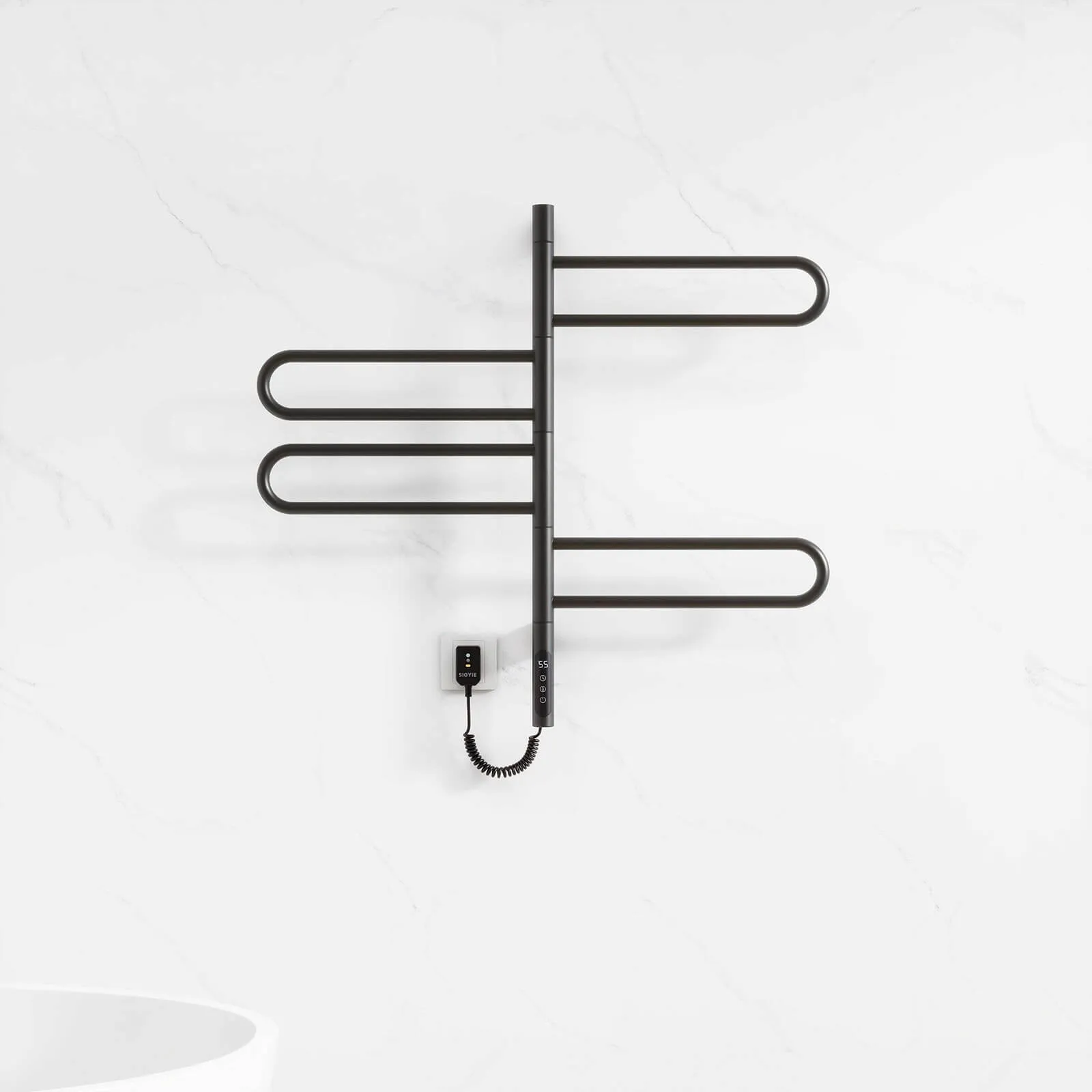 Modern Matte Black Wall Mounted Bathroom Towel Warmer