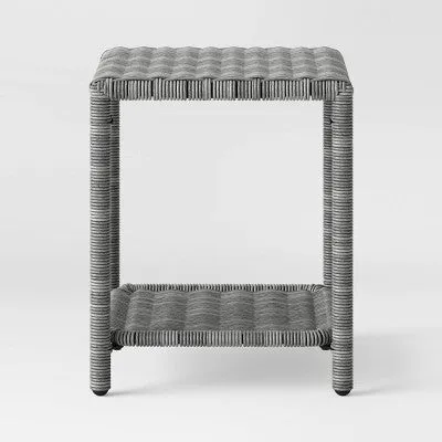 Monroe Wicker Patio Side Table - Gray - Threshold