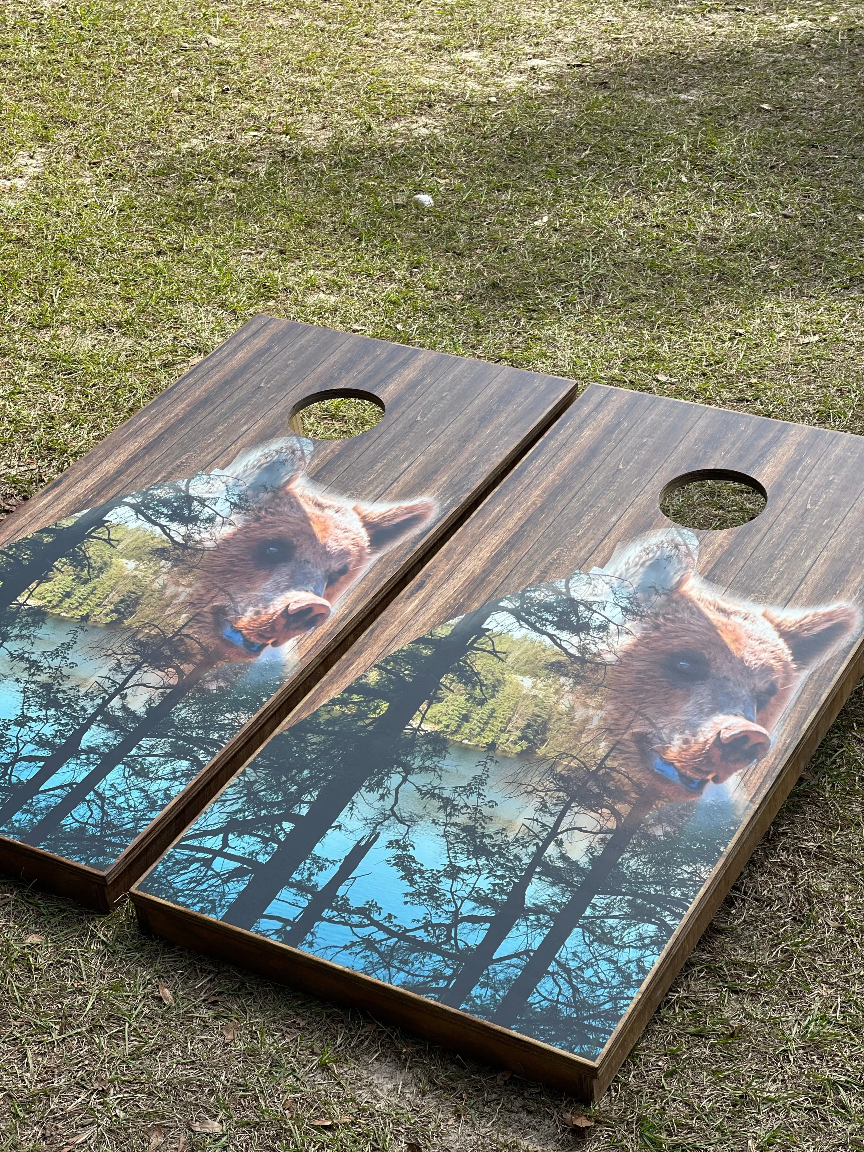 Mountain Bear Cornhole Set With Bean Bags