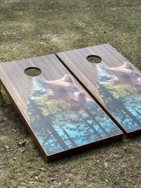 Mountain Bear Cornhole Set With Bean Bags