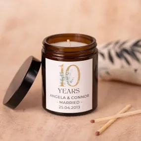 Personalised Candle Celebrating Any Number of Anniversary Years