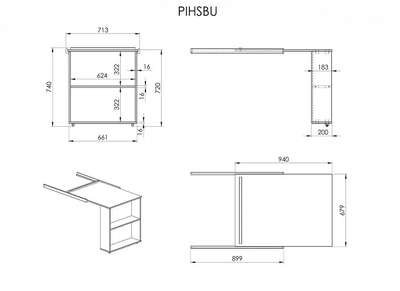 Pino Mid Sleeper Pull-Out Desks