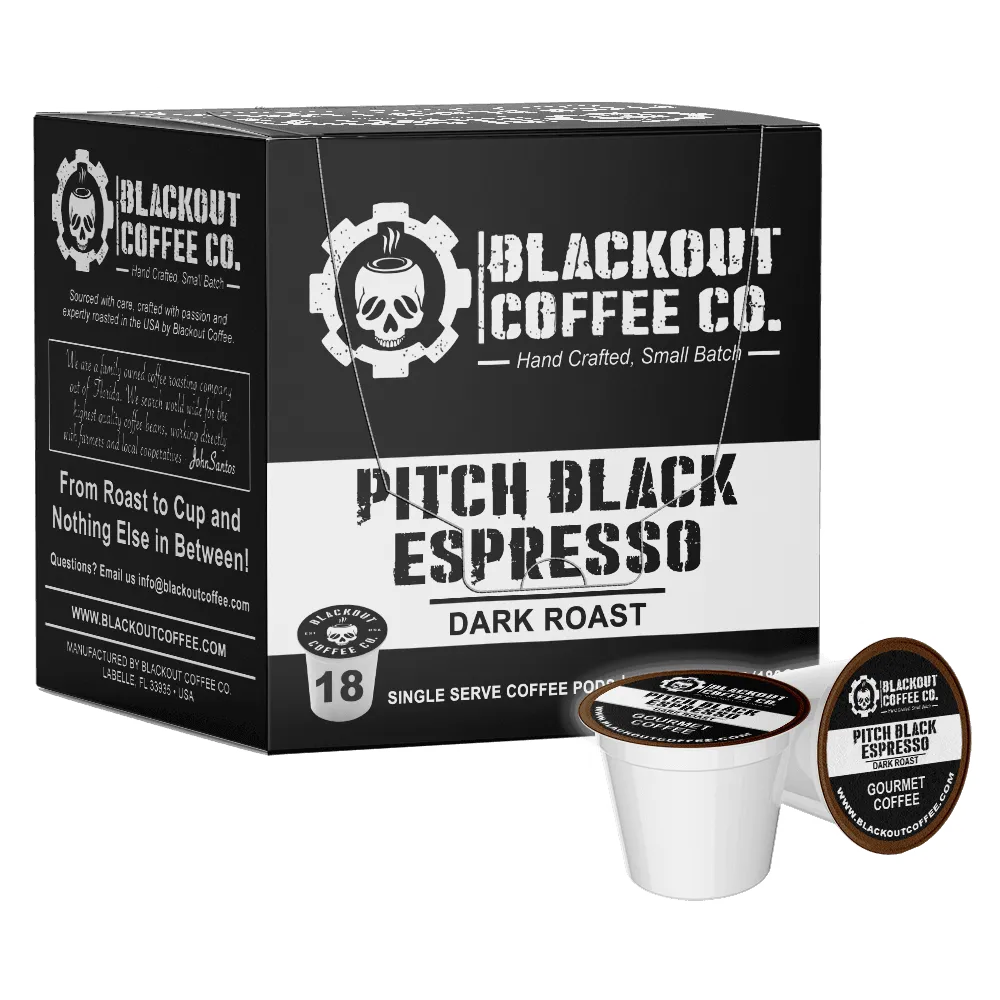 PITCH BLACK ESPRESSO COFFEE PODS 18CT