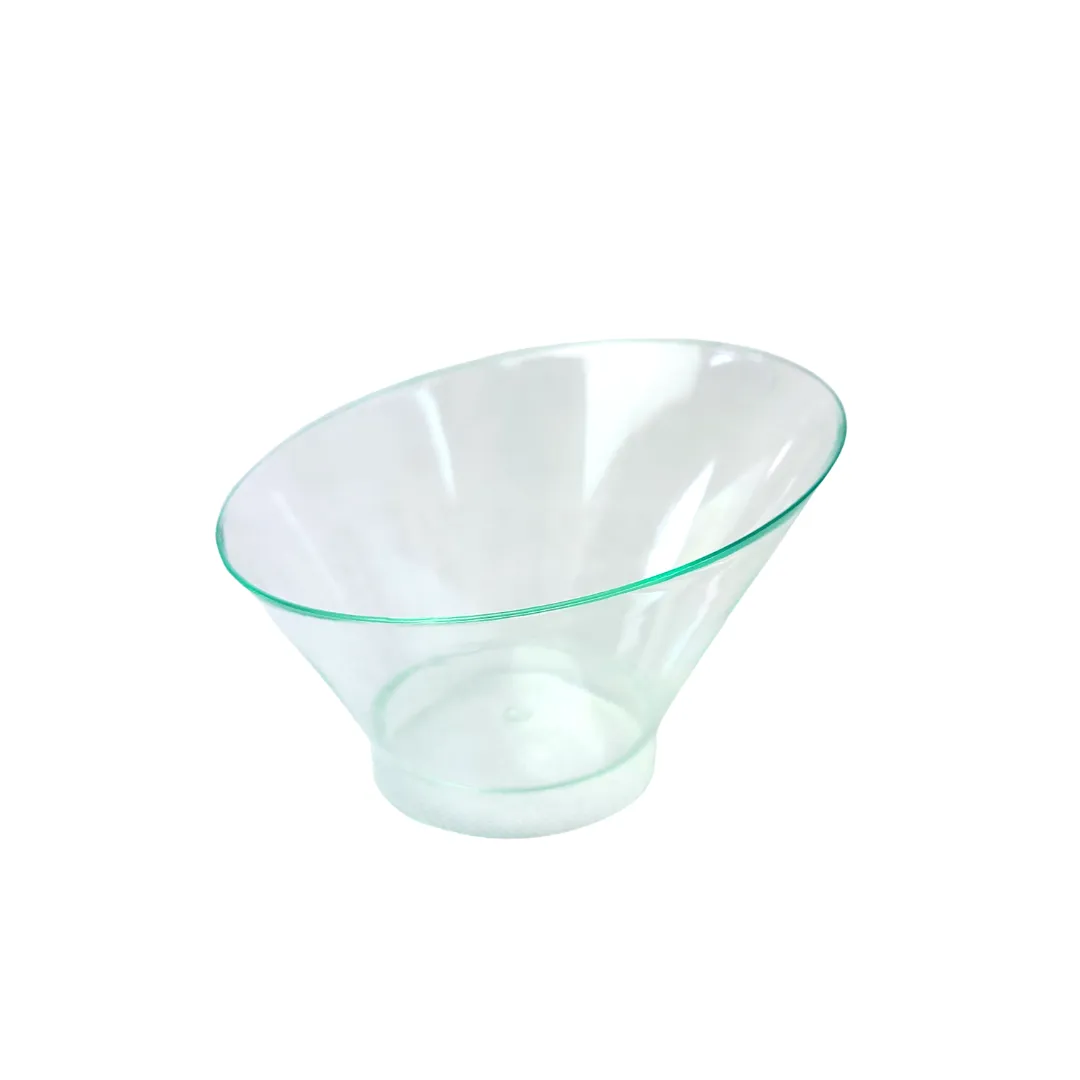 PLASTIC CLEAR DIPPING SNACK DESSERT BOWLS X10 GREEN