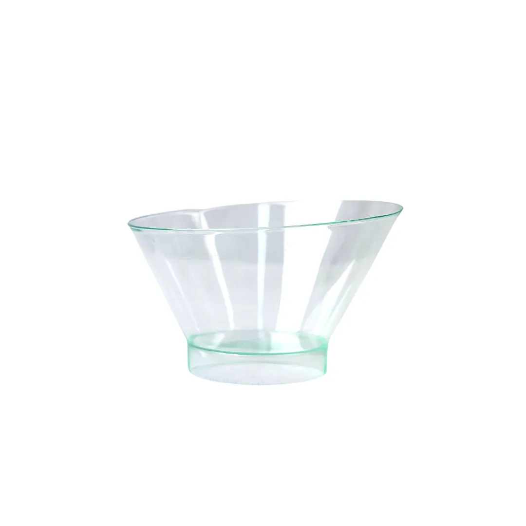 PLASTIC CLEAR DIPPING SNACK DESSERT BOWLS X10 GREEN