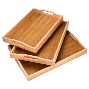 Prosumers Choice 3 Pack Bamboo Serving Trays With Handles - Bamboo Trays