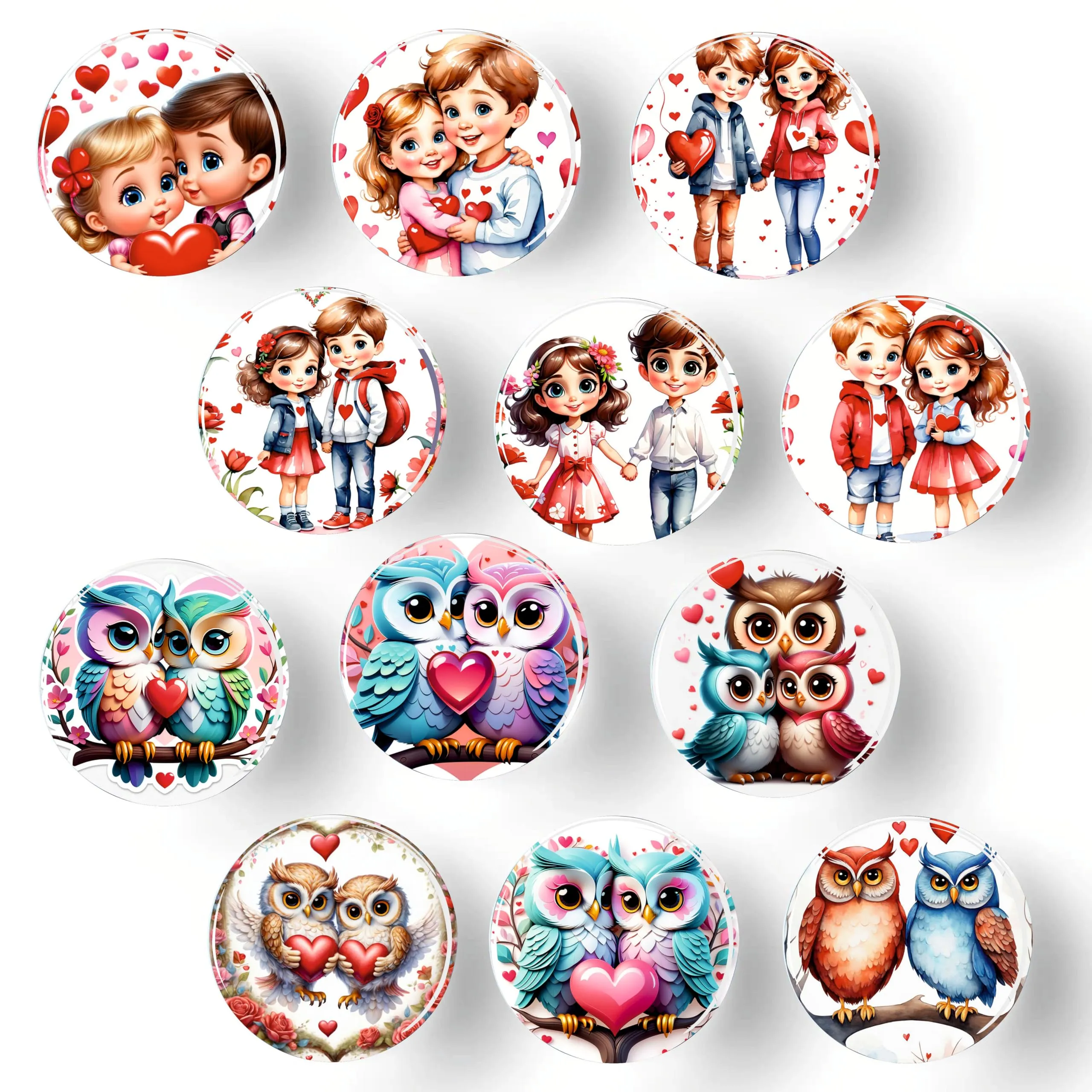 Rangoli 35mm Beautiful Couple 3D Glass Fridge Magnets for Home Decoration Sticking Notes and Gifting (Pack of 12)