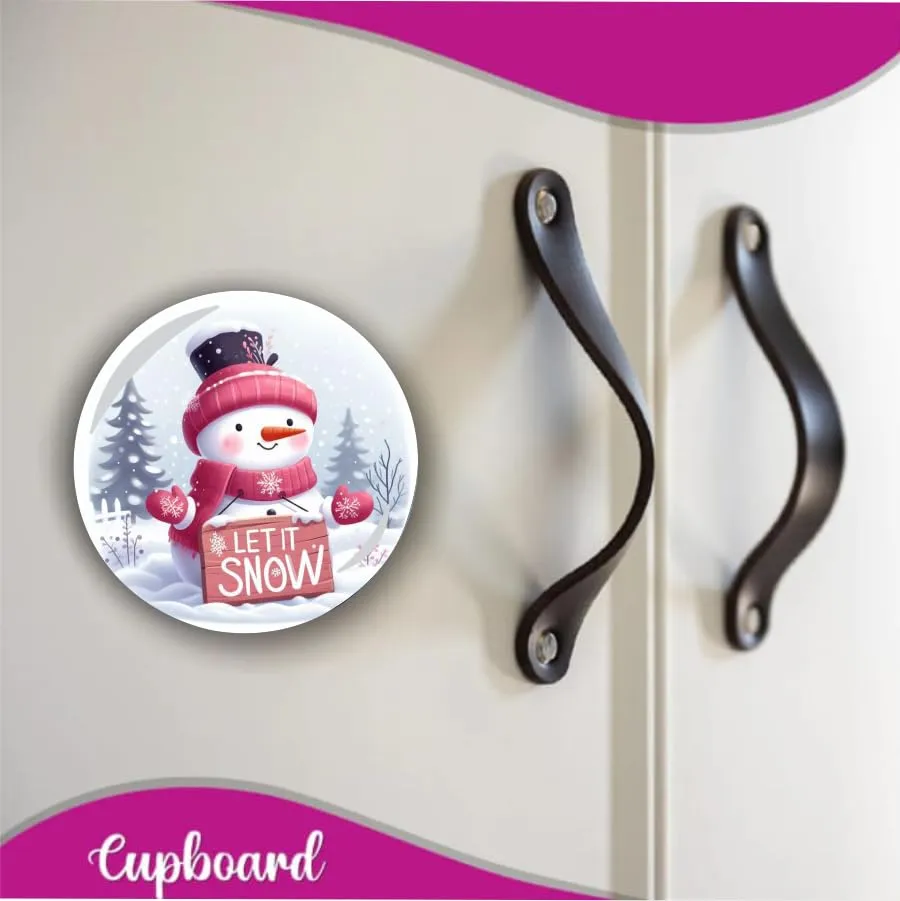 Rangoli 35mm Beautiful Snowman 3D Glass Fridge Magnets for Home Decoration Sticking Notes and Gifting (Pack of 12)