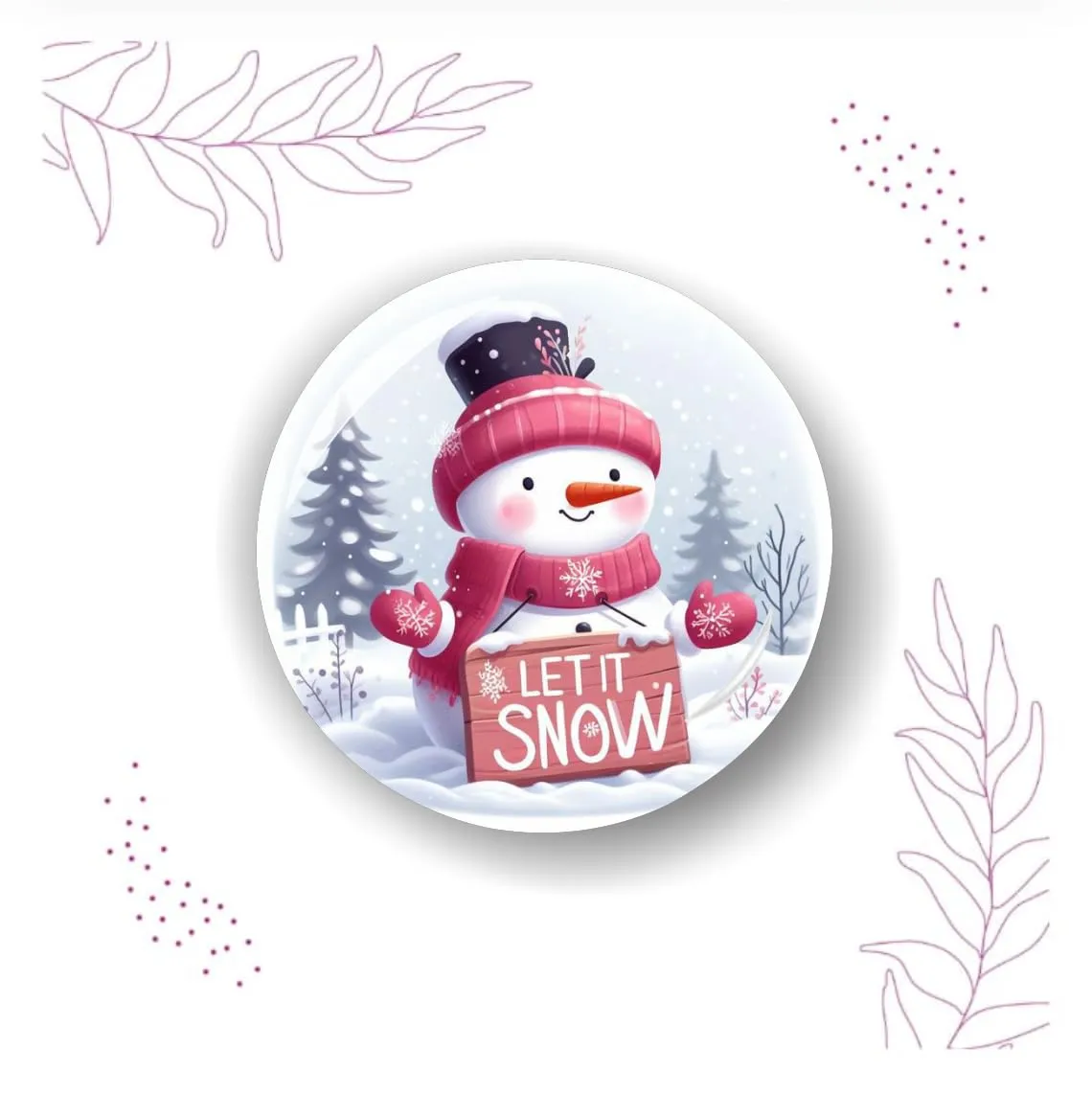 Rangoli 35mm Beautiful Snowman 3D Glass Fridge Magnets for Home Decoration Sticking Notes and Gifting (Pack of 12)