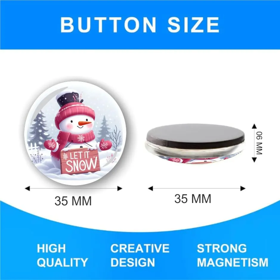 Rangoli 35mm Beautiful Snowman 3D Glass Fridge Magnets for Home Decoration Sticking Notes and Gifting (Pack of 12)