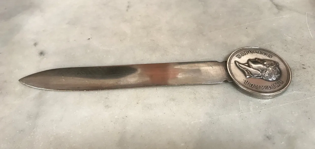 Rare Christofle Silvered NAPOLEON EMPEREUR Letter Opener 1970s France