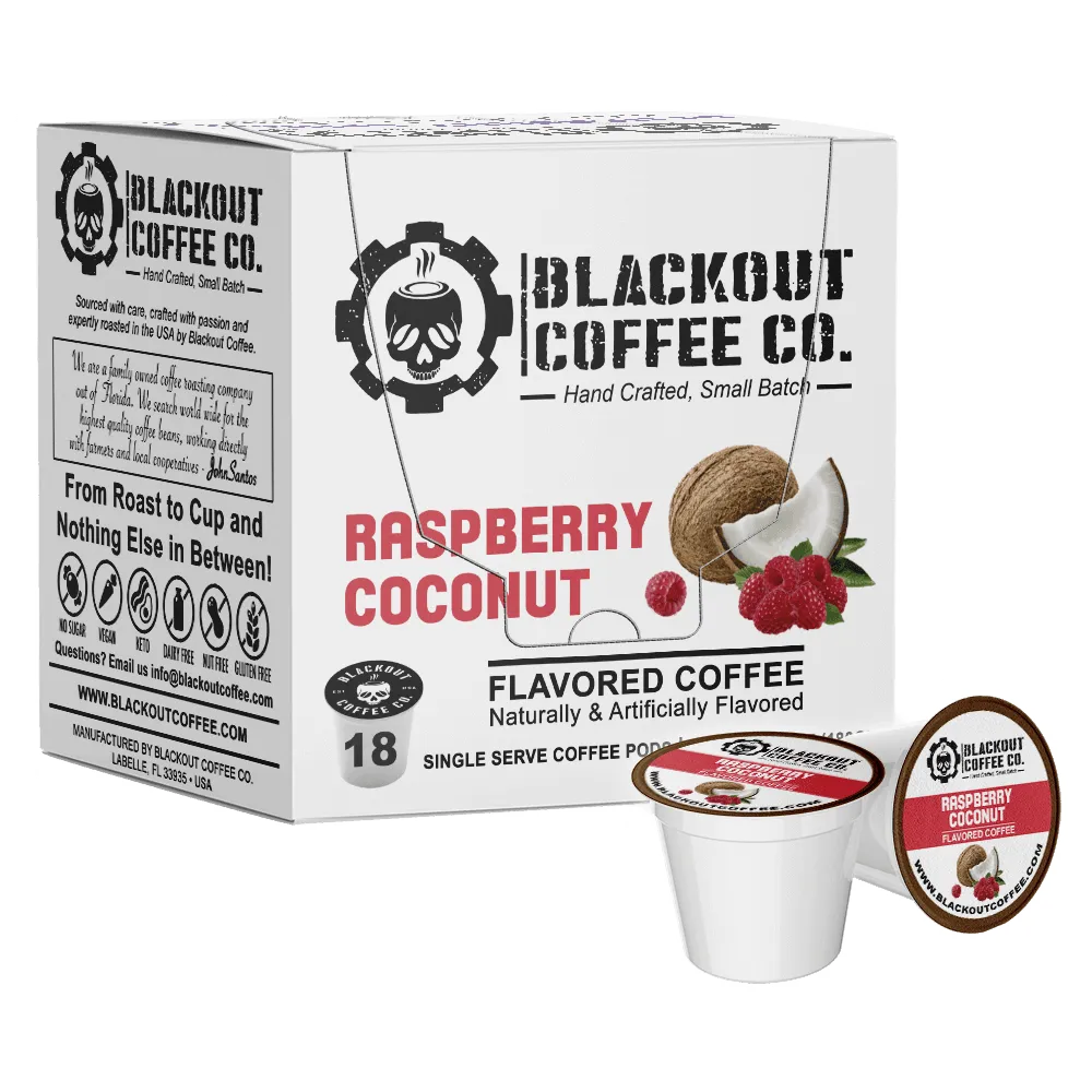 RASPBERRY COCONUT FLAVORED COFFEE PODS 18CT