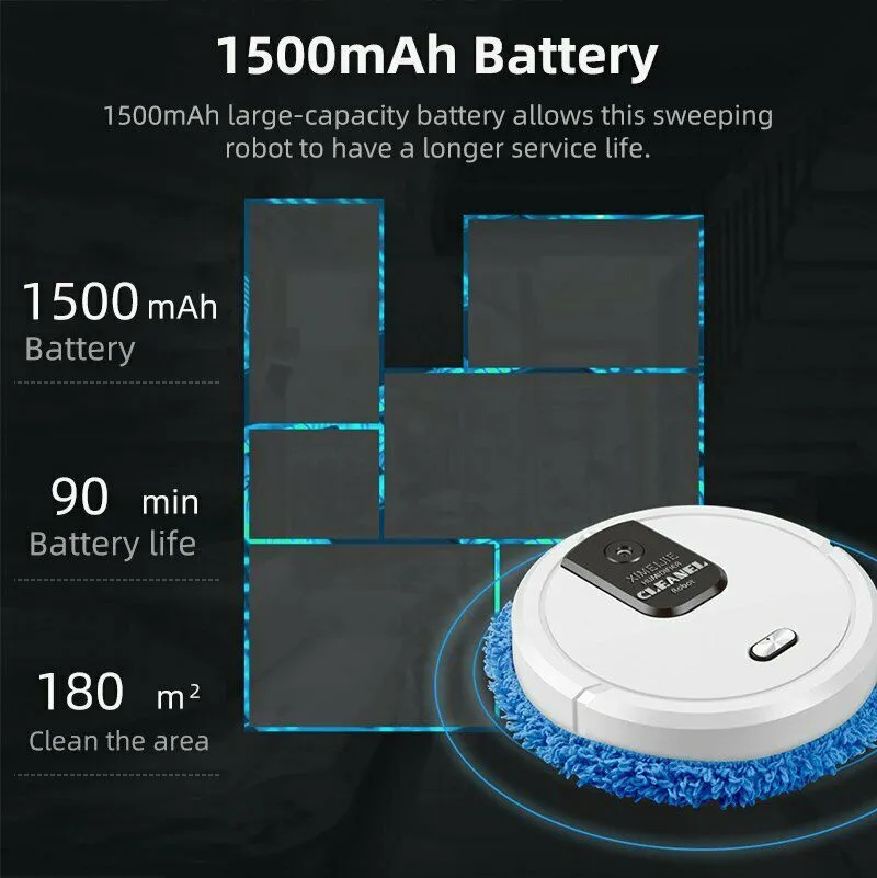 Robot Vacuum Cleaner 3 in 1 Intelligent Sweeping Rechargeable Mopping