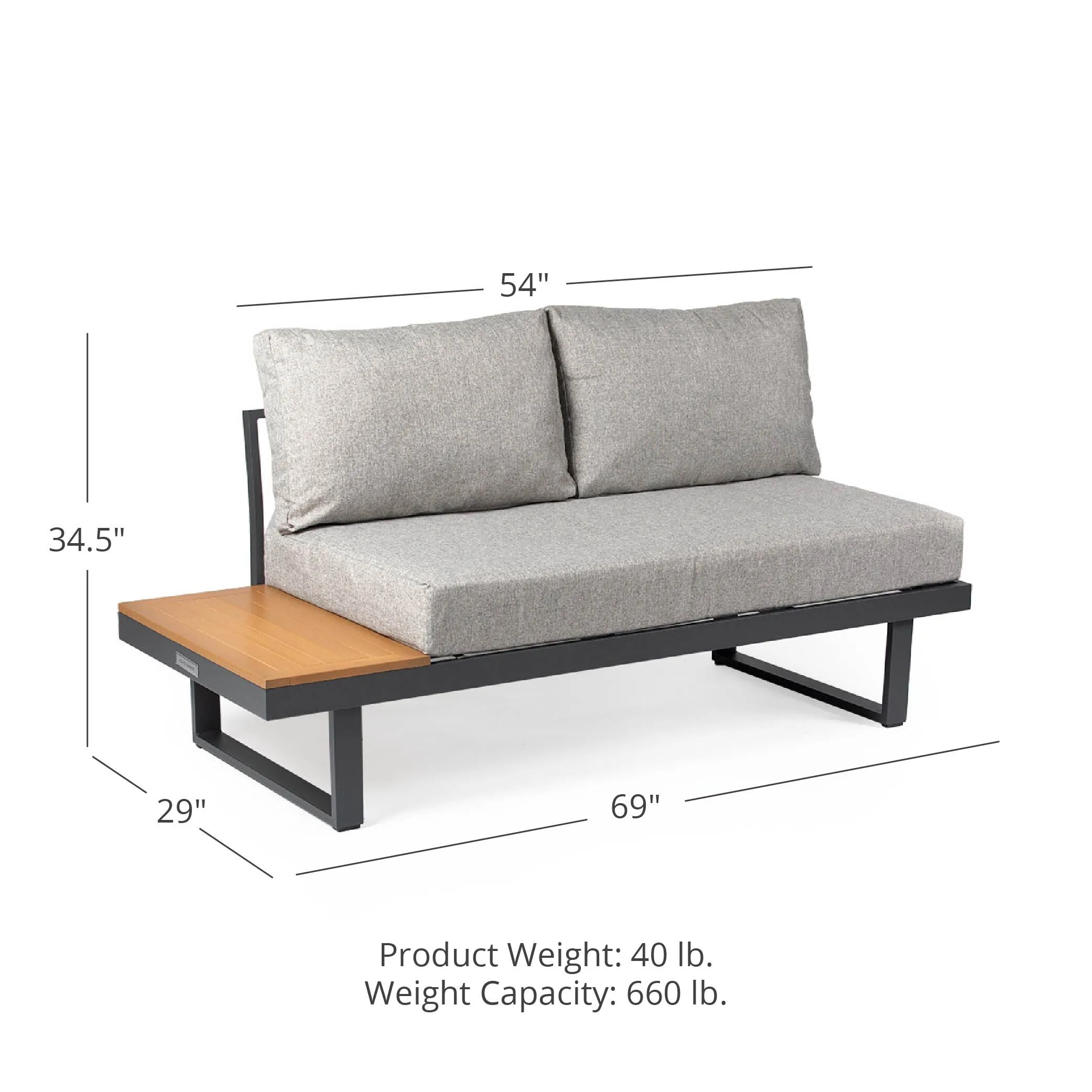 Scratch and Dent - Caspian Loveseat with Cushions and Side Table - FINAL SALE