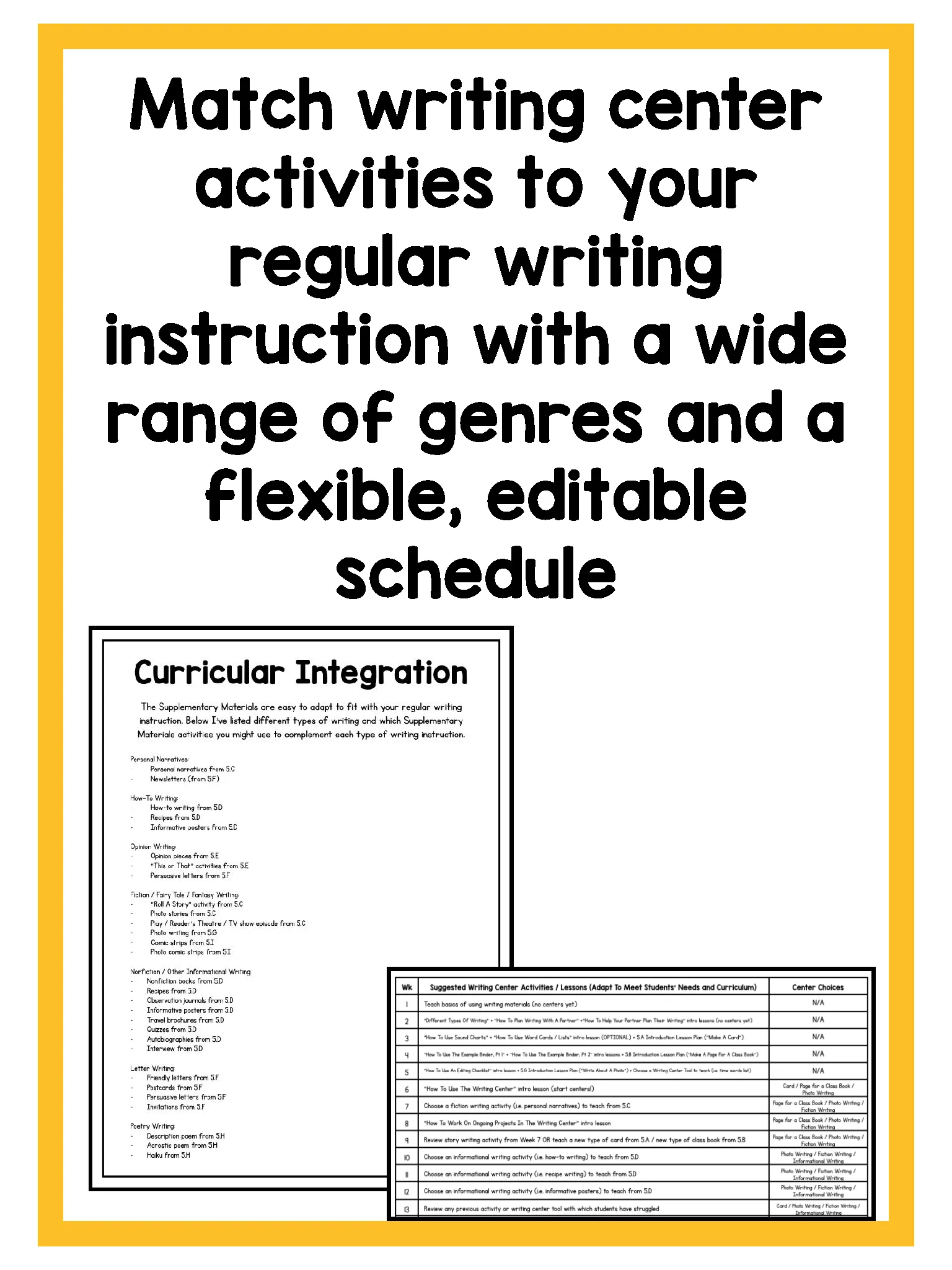 Second Grade Writing Center Activities