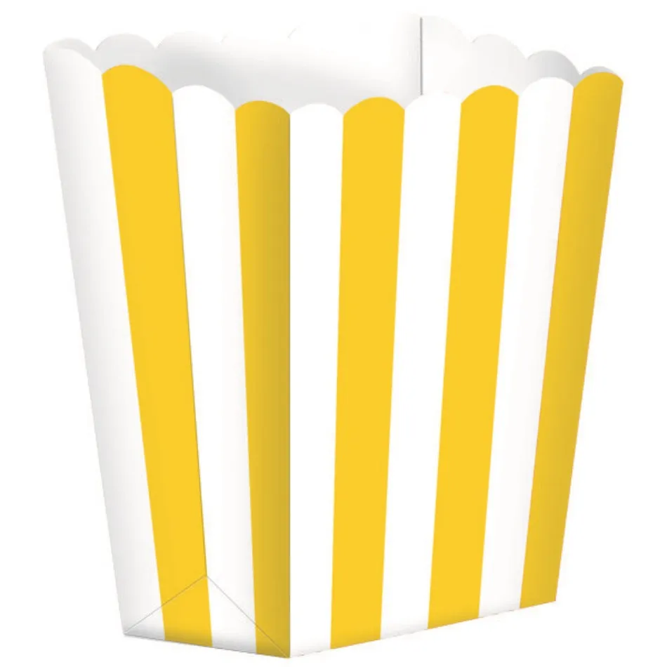 Sunshine Yellow Popcorn Favor Boxes Small 5pk Stripe