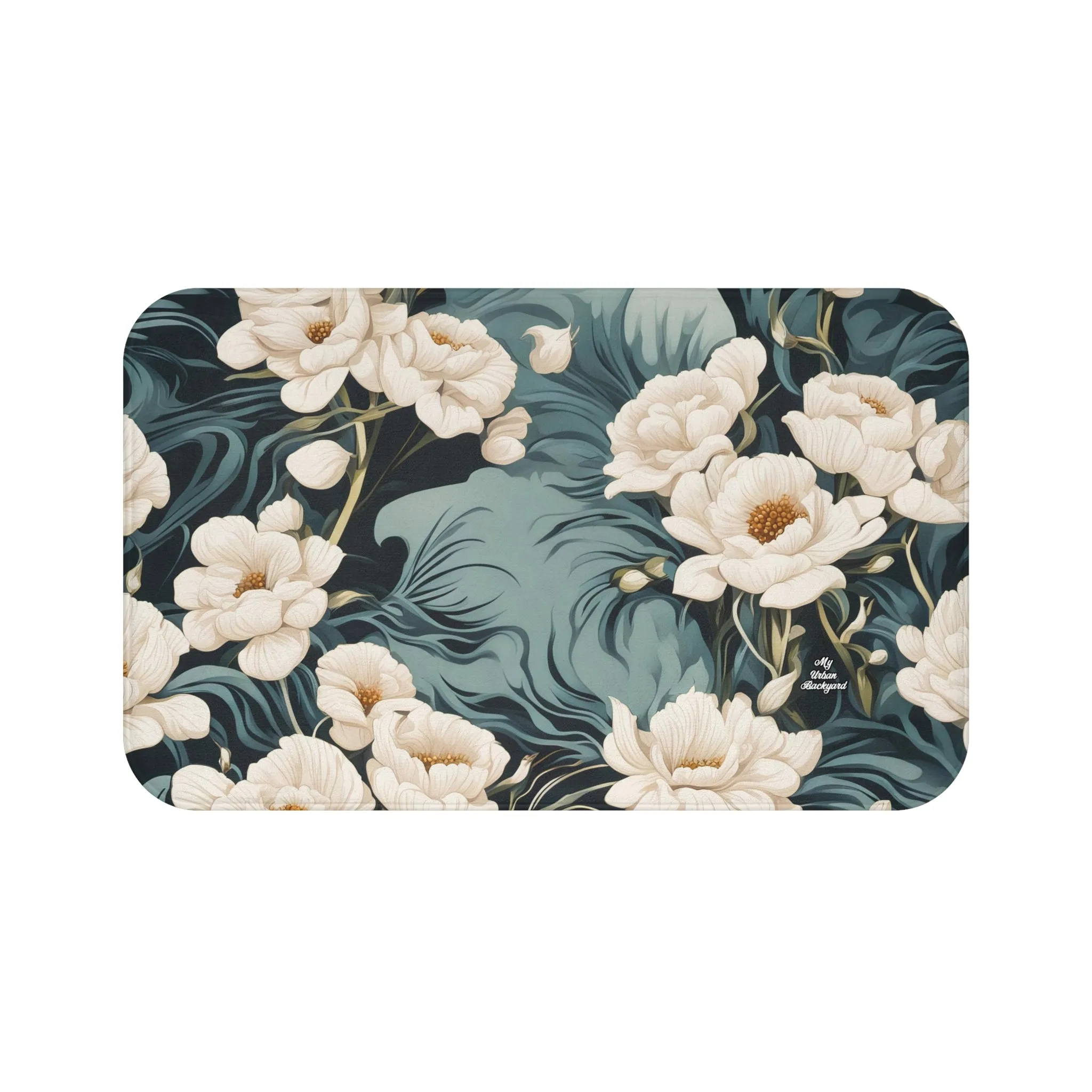 Winter Flowers, Memory Foam Bath Mat - Cozy Bathroom Essential